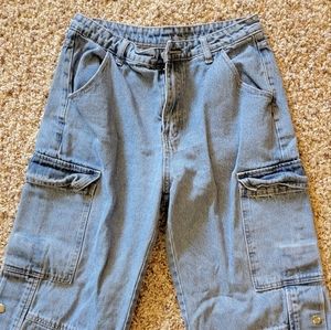 Shein high rise wide leg cargo jeans